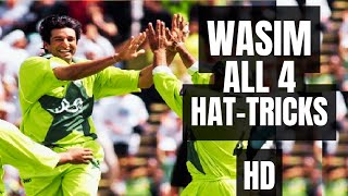 Wasim Akram All Four Hatricks in ODI and Test Cricket  HD  Best Reverse Swing Fast Bowling [upl. by Ennalorac]