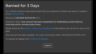 I got Banned on Roblox [upl. by Aneerehs]