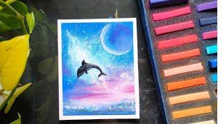 Soft Pastel Drawing Dolphin drawing soft pastel drawing for beginners [upl. by Gati810]