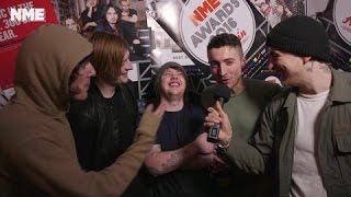 NME AWARDS 2016 Bring Me The Horizon Talk to NME After Trashing Coldplays Table [upl. by Euqinue]