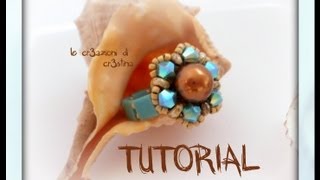 Tutorial Anello quotSpringquot con Superduo Perla 8 mm e Bicono Swarovski Tila Beads  DIY Ring Tutorial [upl. by Notelrahc]