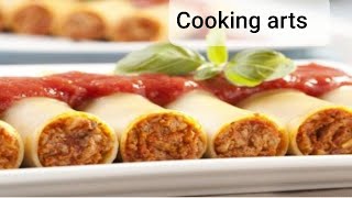 Cannelloni pasta طريقة عمل الكانيلونى باللحم المفروم والصوص الاحمر والأبيض ومكس الجبن [upl. by Cox132]