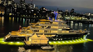 SuperYacht SCOUT  James Berwind’s 85M Yacht docked in LONDON [upl. by Karrah912]