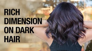 How to Add Dimension to Dark Hair  Rich LowContrast Highlight Lowlight Tutorial  Kenra Color [upl. by Aciram]