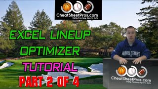 DFS Lineup Optimizer in EXCEL Tutorial  part 2 [upl. by Areval163]