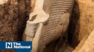 Iraq unearths 2700yearold winged sculpture first discovered in the 80s [upl. by Harris152]