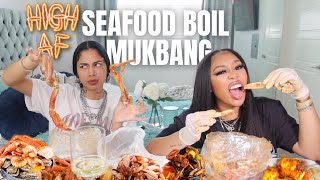 HIGH SEAFOOD BOIL MUKBANG QampA SNOW CRAB LEGS DELTA MUNCHIES  MORE [upl. by Ecyrb]