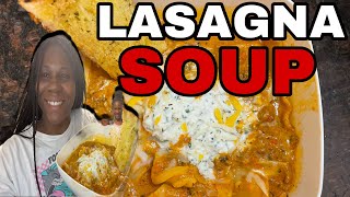 HOW I MADE MY LASAGNA SOUP FOR MY FAMILY OF 10 cooking dinner [upl. by Aicel523]