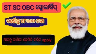 ଏସଟି ଏସି ଓବିସି ସ୍କୋଲାର୍ଷିପ ୨୦୨୪  ମିଳିବ ୪୮୦୦୦  ଜଲଦି କରନ୍ତୁ [upl. by Nahrut]