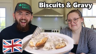 American Foods That CONFUSE Brits Southern Biscuits amp Gravy [upl. by Ayerim]