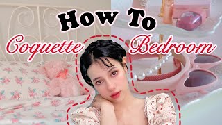 How To Coquette Aesthetic BEDROOM  Bedroom Makeover Transformation  Soft amp Ethereal [upl. by Aihsotan]