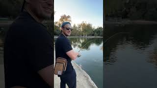 Caught a HUGE largemouthbass at Irvine Regional Park 😳 [upl. by Aramac942]