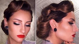 50s INSPIRED VINTAGE UPDO HAIRSTYLE TUTORIAL [upl. by Yukio]