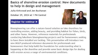 Basics of Shoreline Erosion Control New Documents to help in design and management [upl. by Faber]