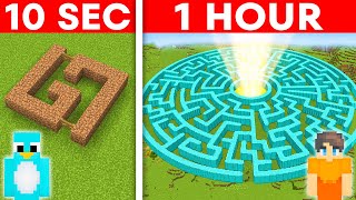 10 Seconds vs 1 Hour  GIANT MAZE Build Challenge in Minecraft [upl. by Meier]