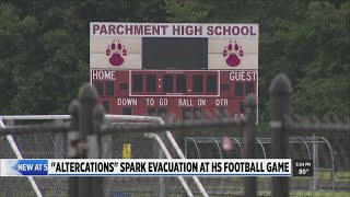 Altercations prompt evacuation at high school football game [upl. by Hagood]