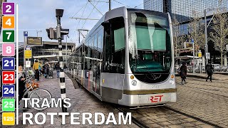 🇳🇱 Trams in Rotterdam  All the Lines 2023 4K [upl. by Arot]