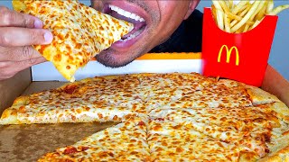 ASMR LITTLE CAESARS PIZZA MUKBANG  EATING MCDONALDS FRIES  NO TALKING JERRY BIG BITES [upl. by Nihahs]