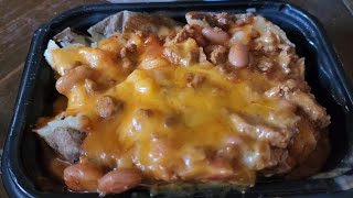 Wendys Loaded Chili and Cheese Baked Potato Review [upl. by Krik]