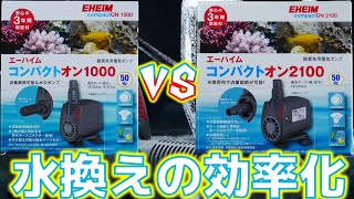 【水中ポンプ】水槽が床から近くても水と糞が取れるのか検証してみた。エーハイム コンパクトオン1000＆2100【ふぶきテトラ】 [upl. by Castora722]