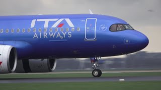 ITA Airways Airbus A320NEO Landing At Schiphol Airport [upl. by Garaway]