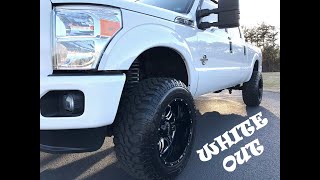 “WHITE OUT” Lifted deleted tuned 2014 Ford F250 XLT 67 Powerstroke 4x4 [upl. by Aicissej]