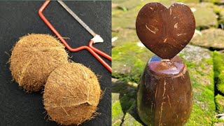 Waste Coconut Shell Craft Ideas  How to Make a Beautiful Gift amp Easy Room Decor From Coconut Shell [upl. by Barrus]