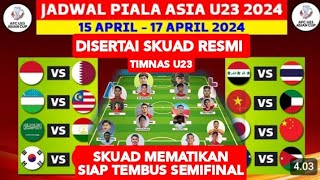 Jadwal Piala Asia U23 2024  INDONESIA vs QATAR  Klasemen Piala Asia u23 2024 Terbaru [upl. by Tterab264]