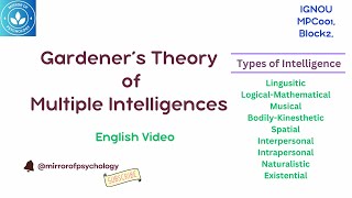 Gardeners Theory of Multiple Intelligence  Cognitive Psychology  MAPC [upl. by Ariem]