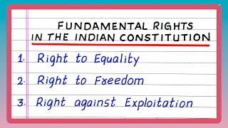 FUNDAMENTAL RIGHTS  FUNDAMENTAL RIGHTS IN THE INDIAN CONSTITUTION  SIX FUNDAMENTAL RIGHTS [upl. by Yemrej765]