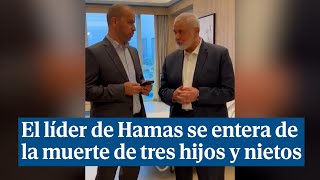 El líder de Hamas se entera de la muerte de tres de sus hijos y tres nietos por un ataque israelí [upl. by Hose]