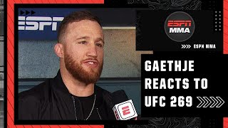 Justin Gaethje reacts to Charles Oliveira’s win vs Dustin Poirier at UFC 269  ESPN MMA [upl. by Roselane]