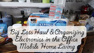 Big Lots Haul and Organizing Electronics in the Office Mobile Home Living [upl. by Alilahk]