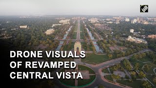 Kartavya Path Drone visuals of the revamped Central Vista [upl. by Attevroc]