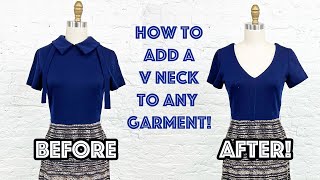 How To Change Any Neckline To A V Neck With Facing [upl. by Sennahoj312]