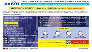 AcSIR PhD Admission 2025  Last Date Again Extended  Apply Now [upl. by Adolphus605]