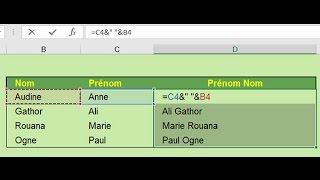 Concaténation Excel assembler des textes ou joindre des cellules [upl. by Llekram]