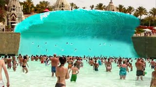 wave pool BREAKS and floods water park [upl. by Nagah]