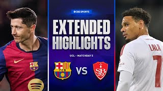 Barcelona vs Brest Extended Highlights  UCL League Phase MD 5  CBS Sports Golazo [upl. by Ramyar]