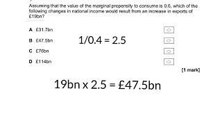 AQA Economics Multiple Choice Q on Multiplier Effect [upl. by Ahsirtap]