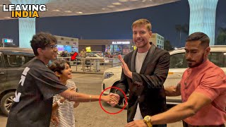 World No 1 Youtuber MrBeast Leaving India  Respect Moment with Indian Fans at Mumbai Airport [upl. by Ellenid968]