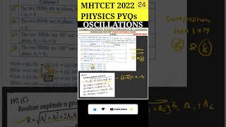 Oscillations  12th MHTCET 2022 Physics PYQs Solving  Question 197 shorts mhtcet mhtcet2023 [upl. by Alit]