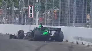 Indycar 2024 Toronto Race  Canapino Crash [upl. by Aidnama75]