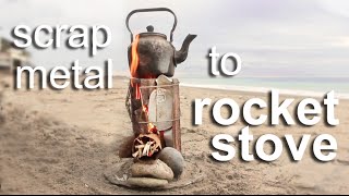 Rocket stove  easy make using scrap metal  Rocket stoving in Italy [upl. by Zzahc]