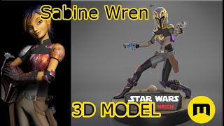 Sabine Wren statue from Star Wars Rebels3D model ready for 3D printing [upl. by Westley761]