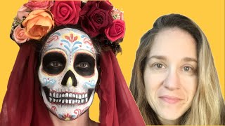 Painting face to look like a Day of the Dead Skull [upl. by Kania]