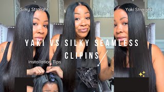 Seamless Clip ins The difference between Yaki amp Silky Straight Luvme hair [upl. by Ellehcer229]