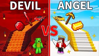 JJs ANGEL Bridge vs Mikeys DEVIL Bridge Survive Battle in Minecraft  Maizen [upl. by Schuler]