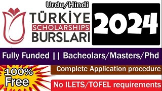 Apply 2024 Turkiye Burslari Scholarship  BSMSPHD  Fully Funded  Application Submission Urdu [upl. by Ariaic]