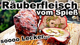 Räuberfleisch vom Spieß saftig knusprig  alles drin  The BBQ Bear [upl. by Whorton347]